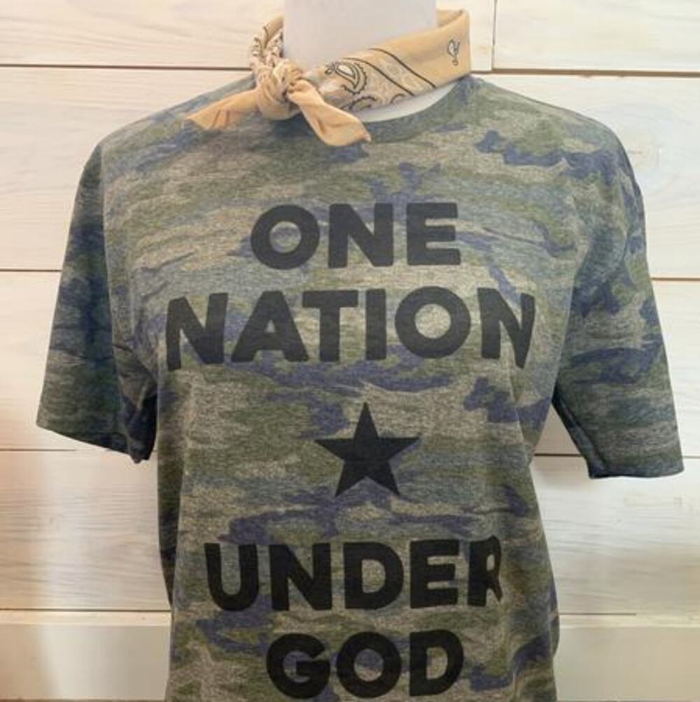 One Nation Under God Camo Graphic Tee Small